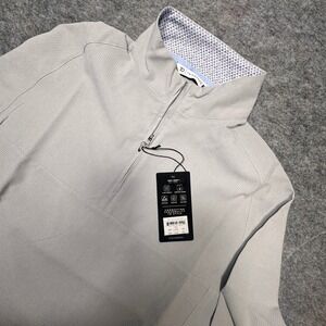 7 Diamonds Oxygenate Mens 1/4 Zip Pullover Light Grey Technical Golf Top Large